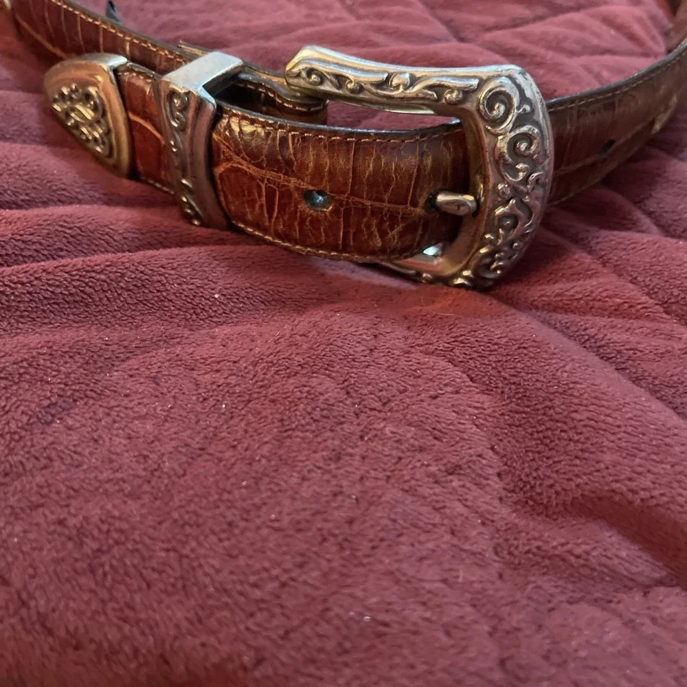 Vtg Brighton Belt S 44607 with Brown Leather and‎ Silver Embellishments, 1994
